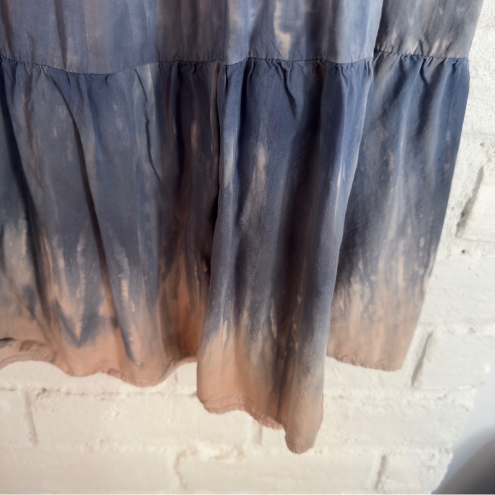 Mello Day Tie Dye Tiered Midi Skirt Blue Peach Boho Flowy Size M - Picture 3 of 6